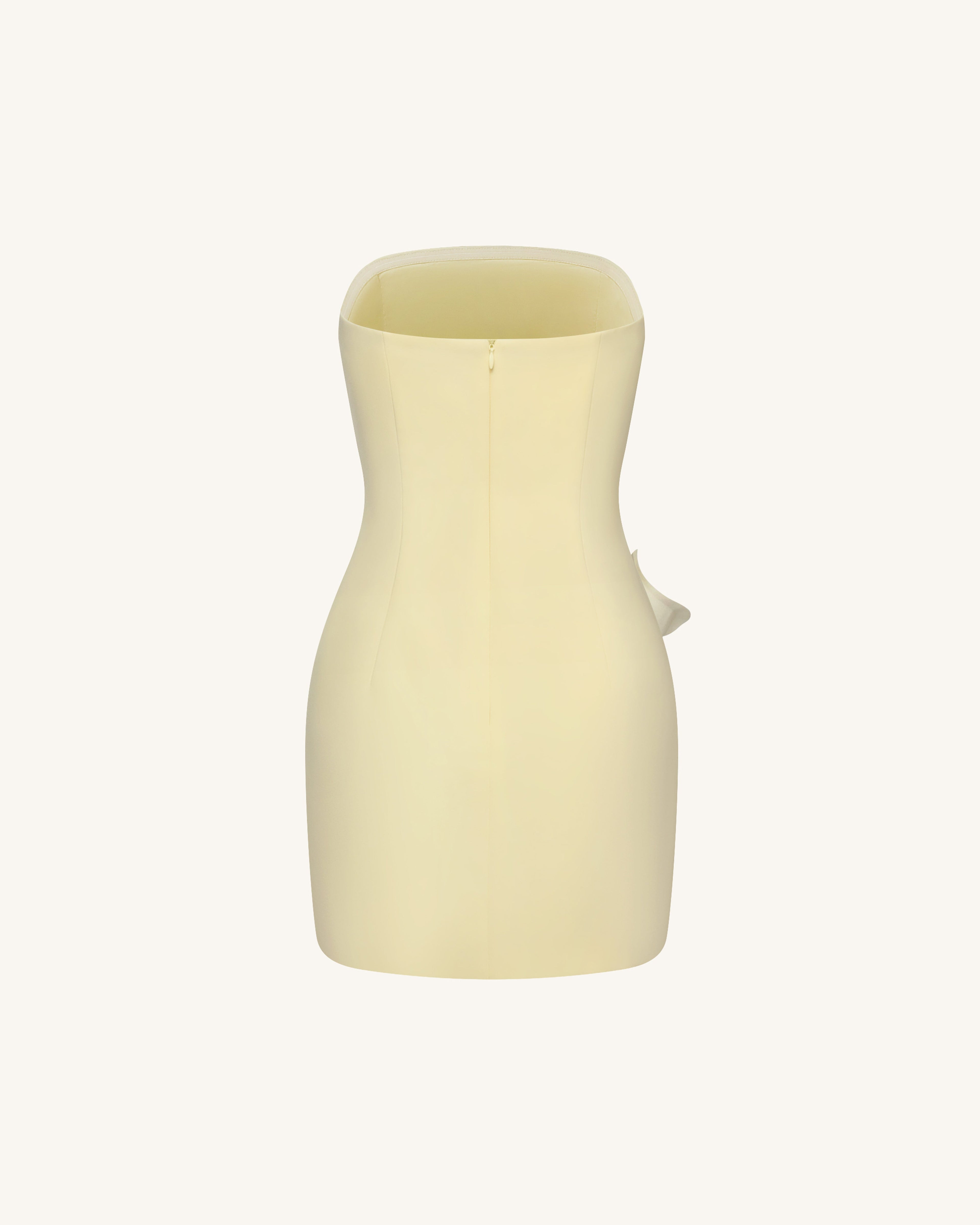 Strapless Floral Appliqué Dress - Yellow
