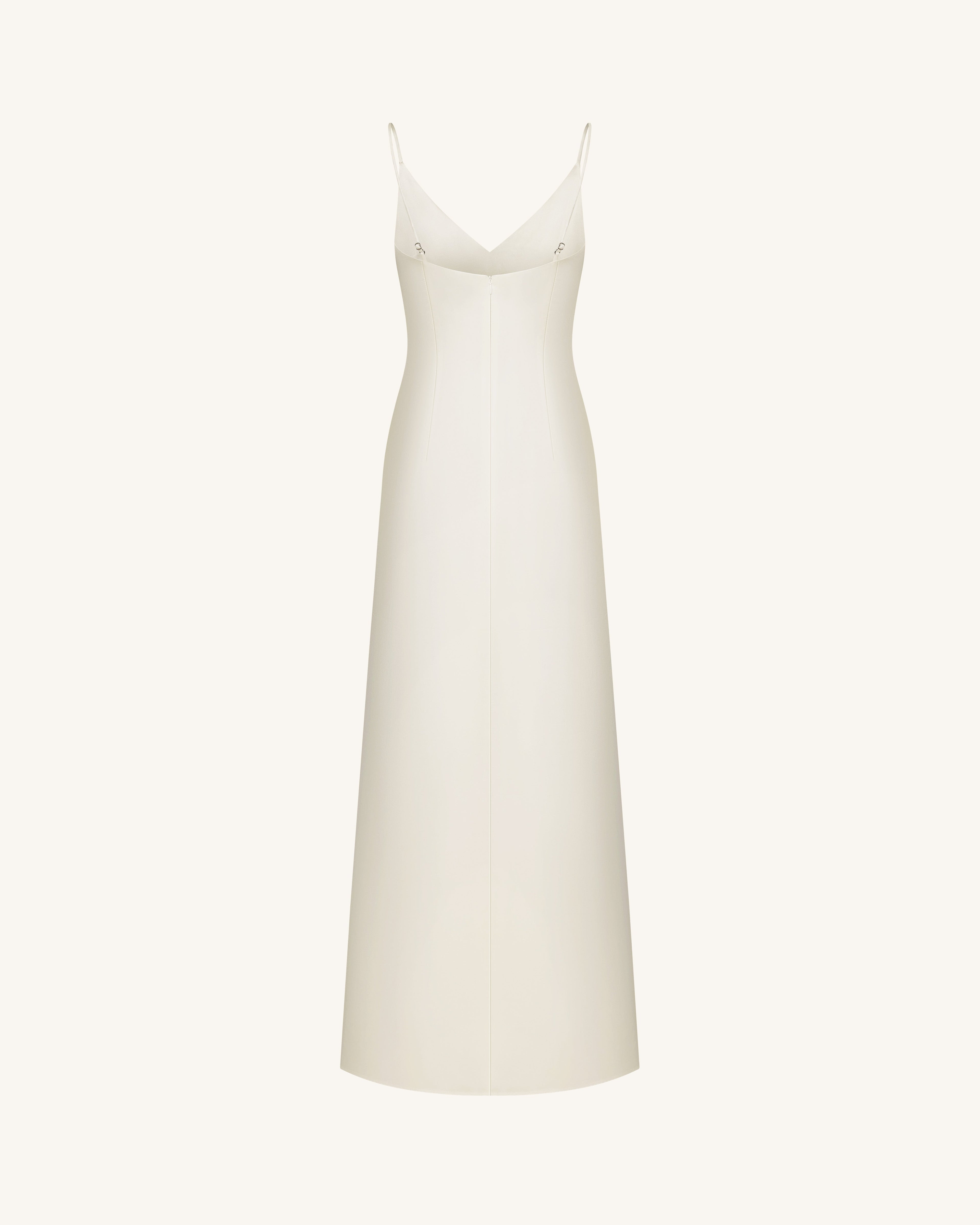 Iris Motif Satin Slip Gown - White