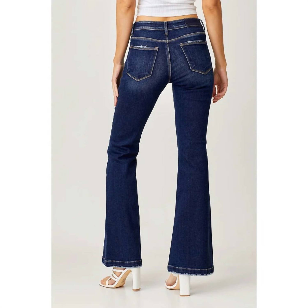 Low Rise Flare Jeans In Dark Wash