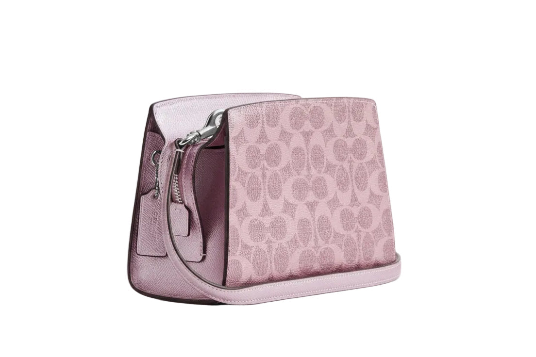 NWT Coach Gia Crossbody Bag In Signature Canvas In Metallic Pink