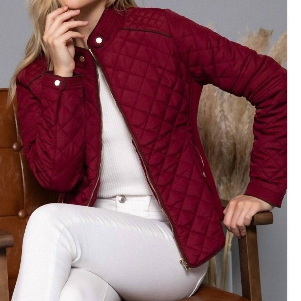Quilted Padding Jacket In Dark Wine