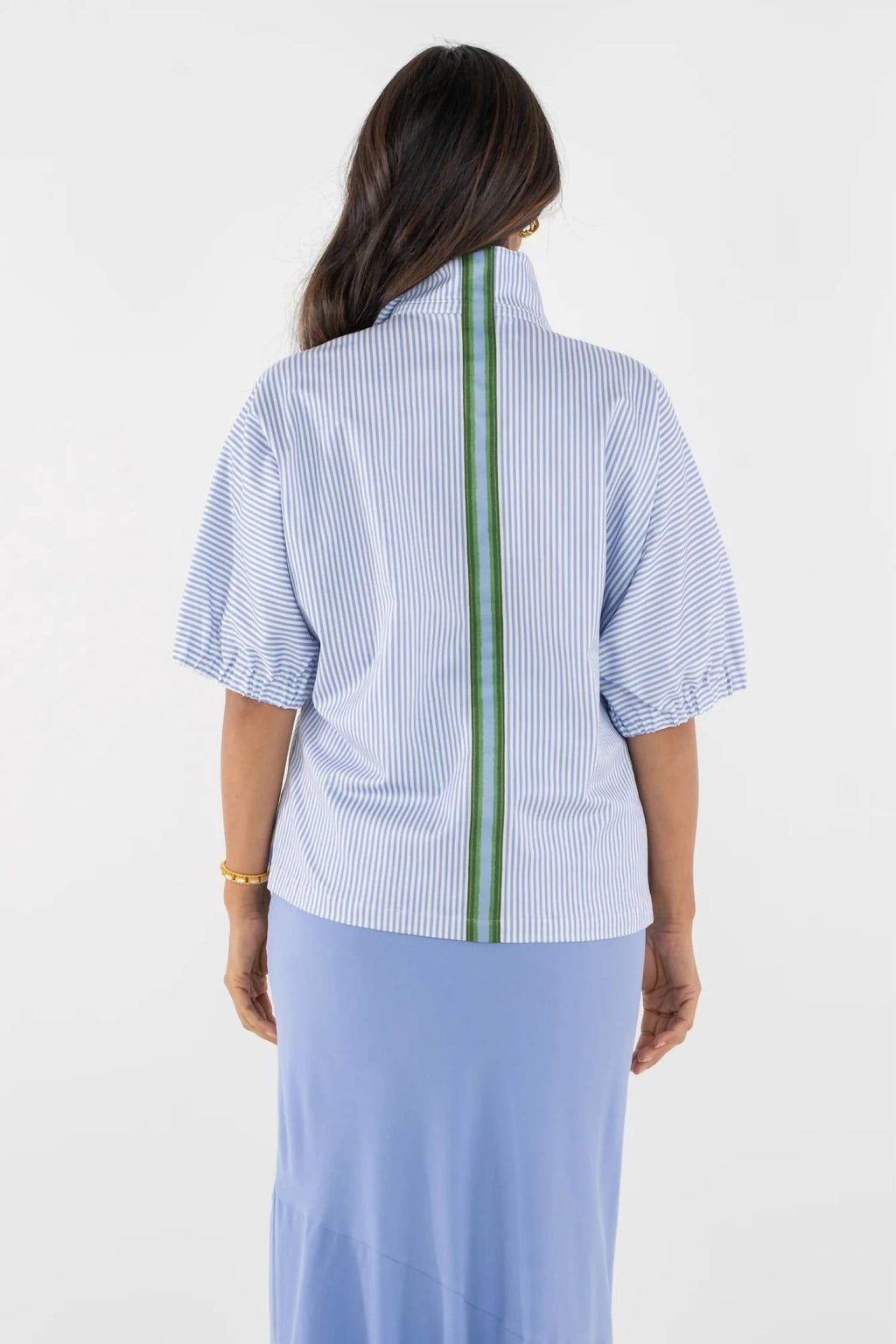 Poppy High Neck Top In Grapemist Stripe