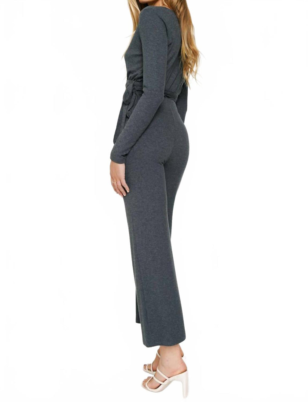 High Waist Rib Pants In Deep Blue