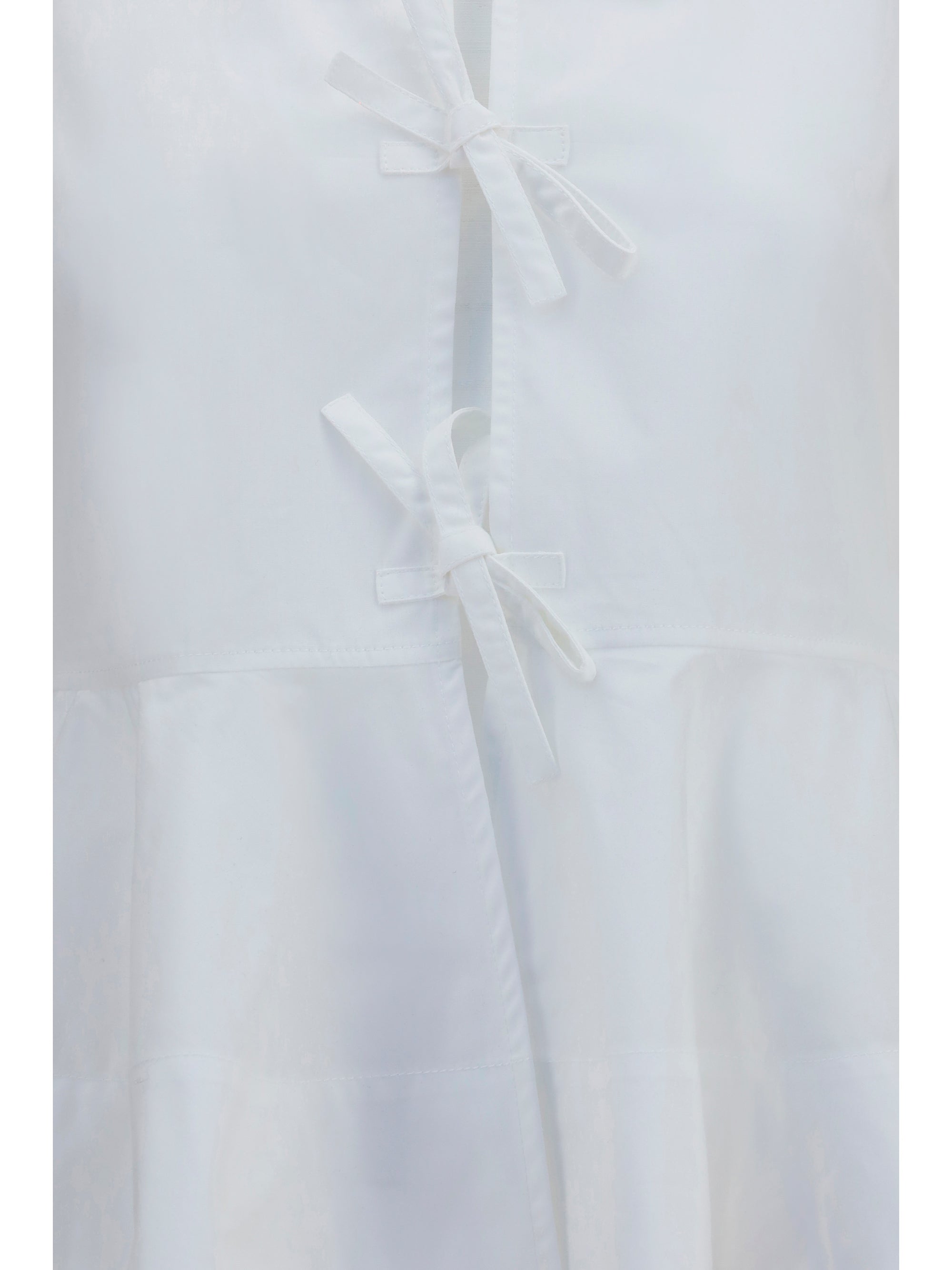 Ganni Women Cotton Poplin Blouse With Bows