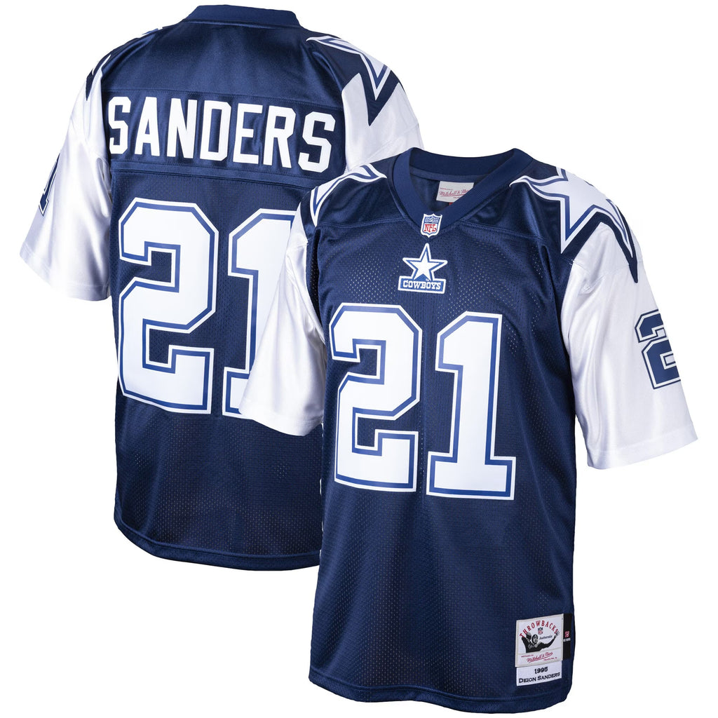 Dallas Cowboys Deion Sanders Mitchell & Ness Navy Big & Tall 1995 Retired Player Replica Jersey