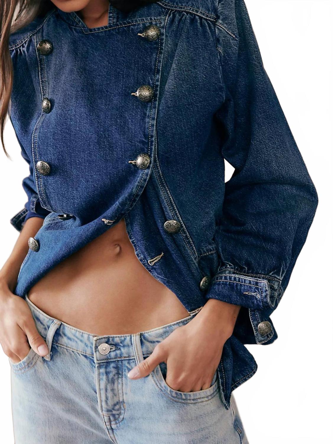Imogene Denim Officer Jacket In Ensign Wash