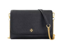 NWT Tory Burch Emerson Chain Wallet/Crossbody Bag Saffiano Leather Black