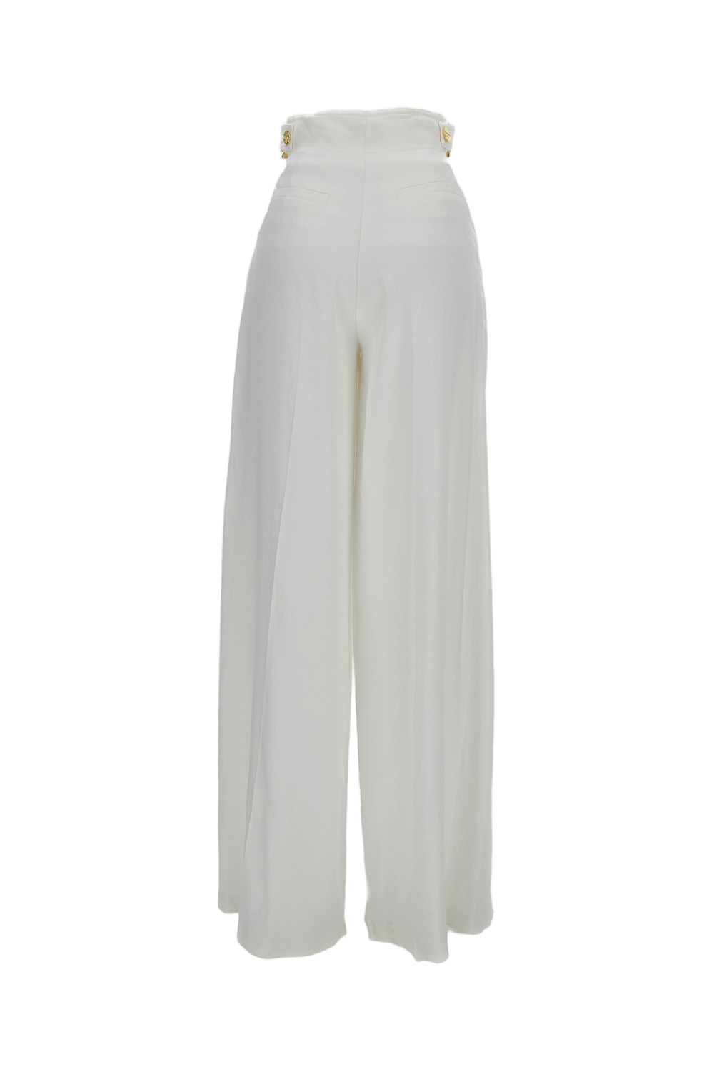 Ivory Linen Blend Palazzo Trousers