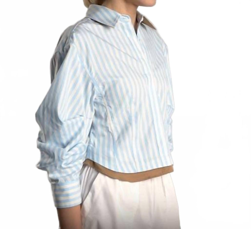 Boone Combo Shirt In Hydrangea Blue Stripe