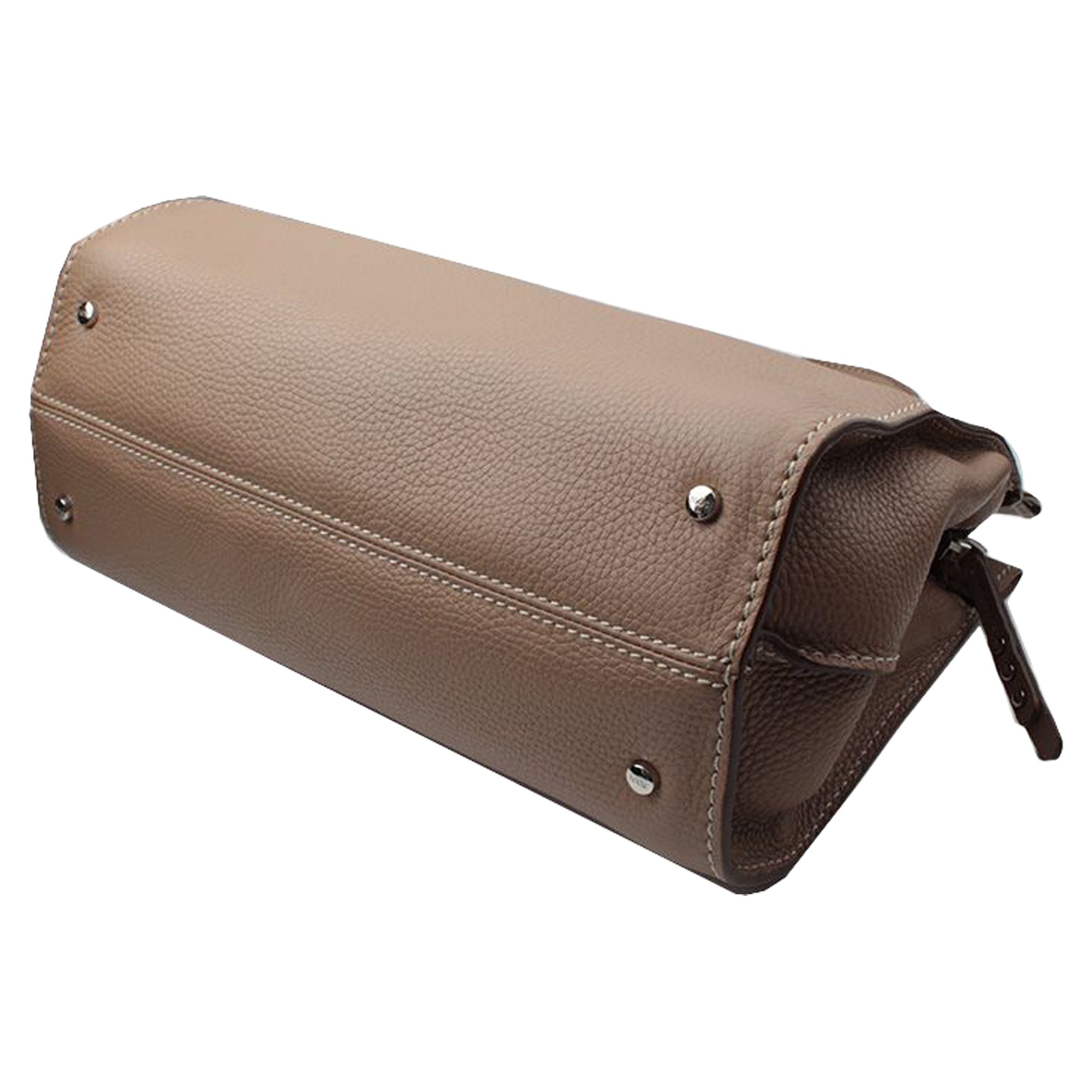 Taupe Brown Leather Tote Bag