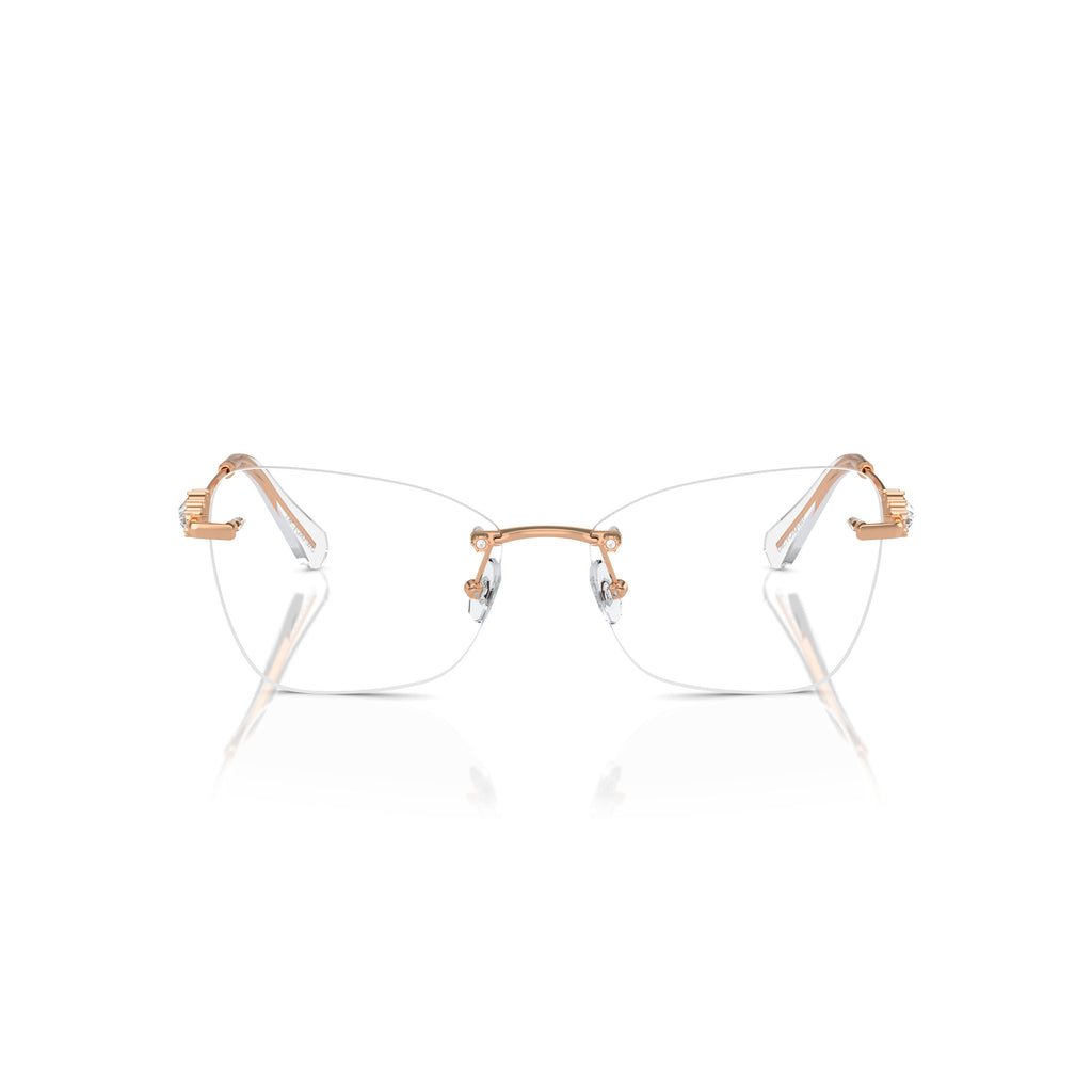 Rimless Eyeglasses With Gold-Toned Metal Temples And Crystal Embellishments