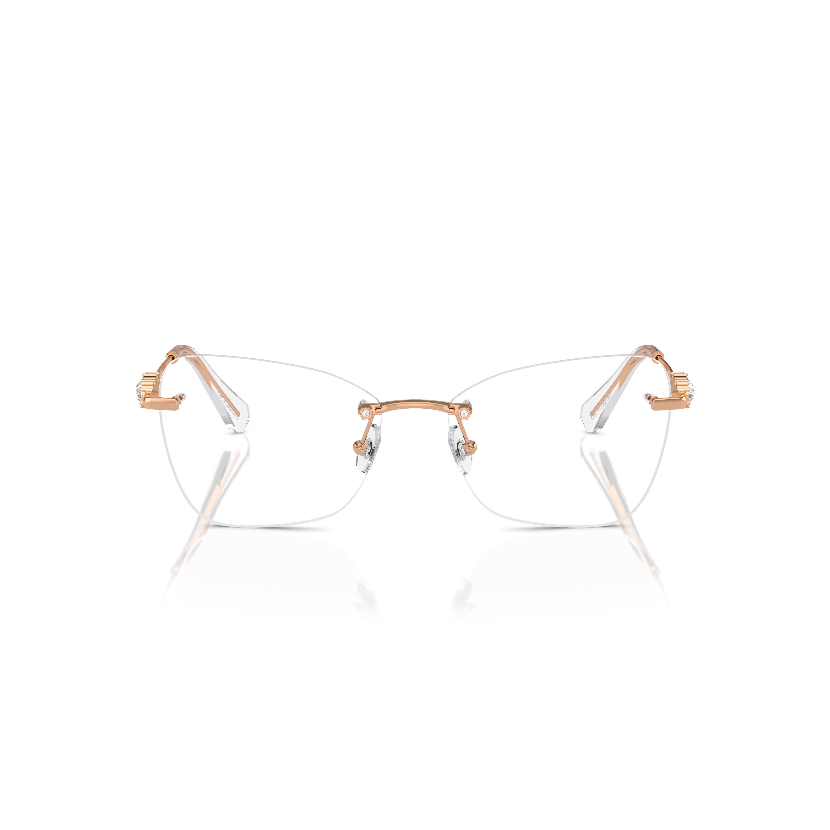 Rimless Eyeglasses With Gold-Toned Metal Temples And Crystal Embellishments