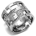 High polished (no plating) Stainless Steel Ring with Top Grade Crystal in Clear
