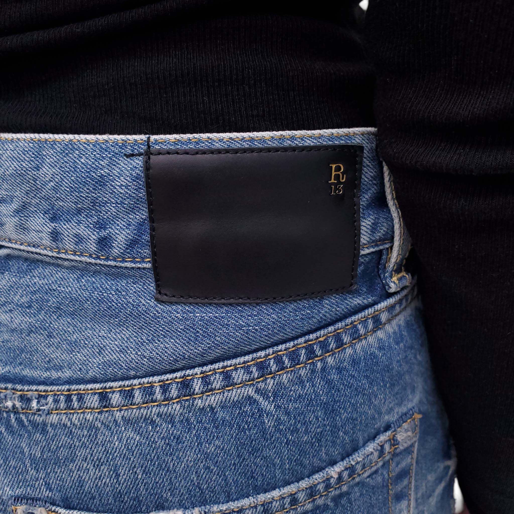 R13 'BOYFRIEND' JEANS WITH DISTRESSED DETAIL - SIZE 26