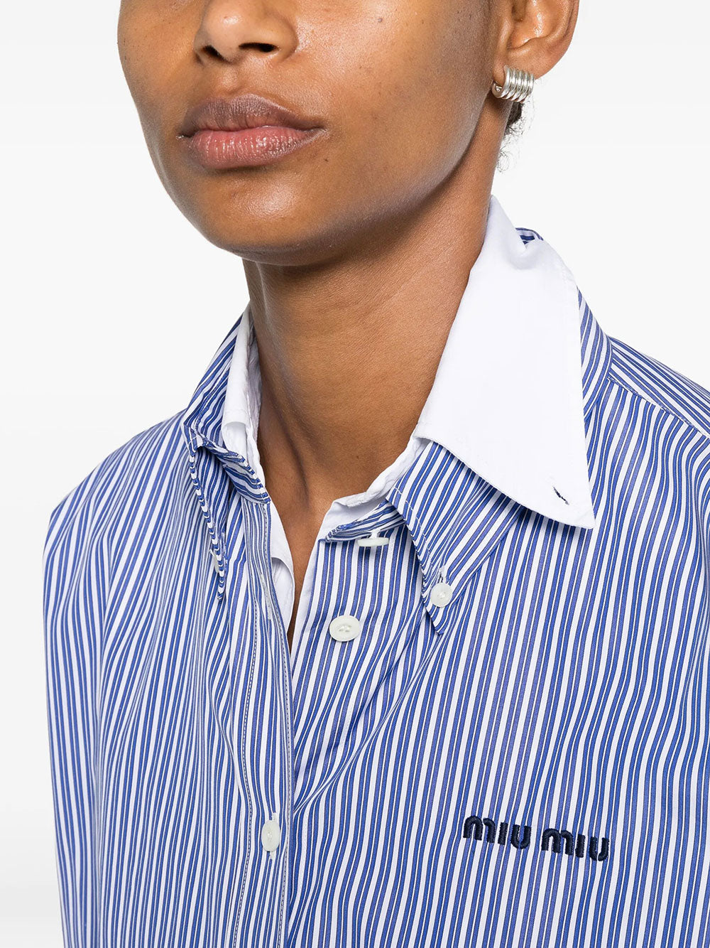 Miu Miu Women Micro Pinstripe Poplin Shirt