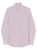 Valentino Garavani Men Valentino Cotton Poplin Striped Shirt With Vlogo Embroidery