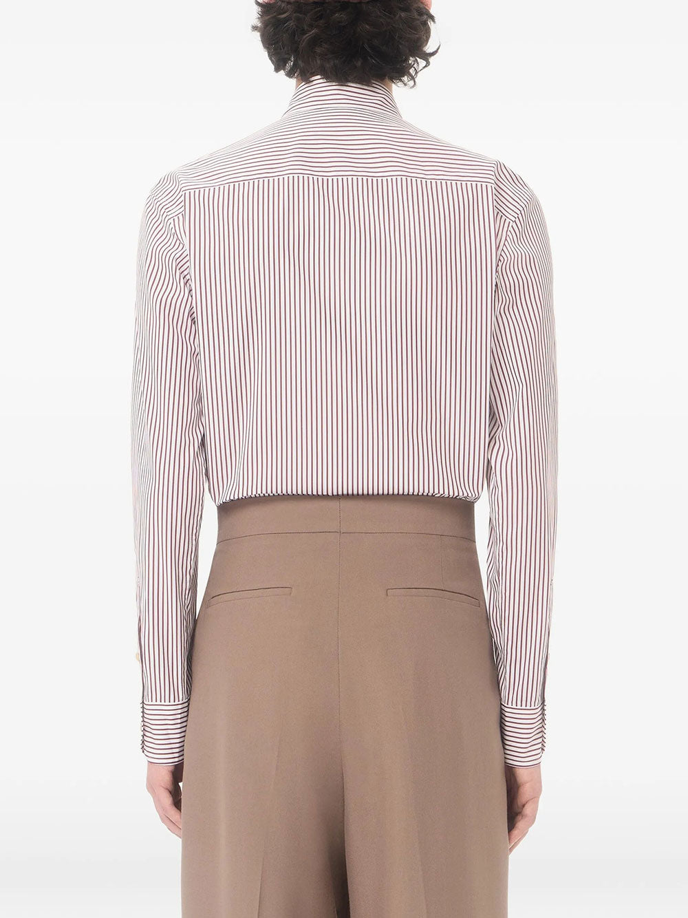Valentino Garavani Men Valentino Cotton Poplin Striped Shirt With Vlogo Embroidery