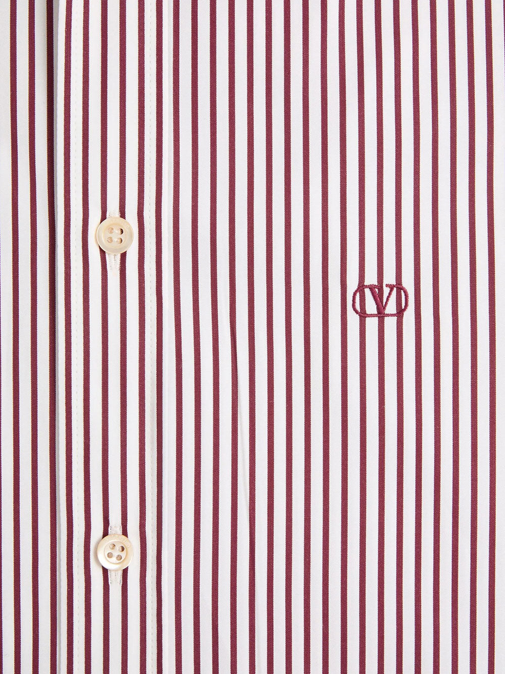 Valentino Garavani Men Valentino Cotton Poplin Striped Shirt With Vlogo Embroidery