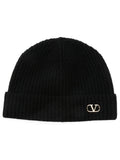 Valentino Garavani Men Beanie Knitted Vlogo Signature In Cashmere
