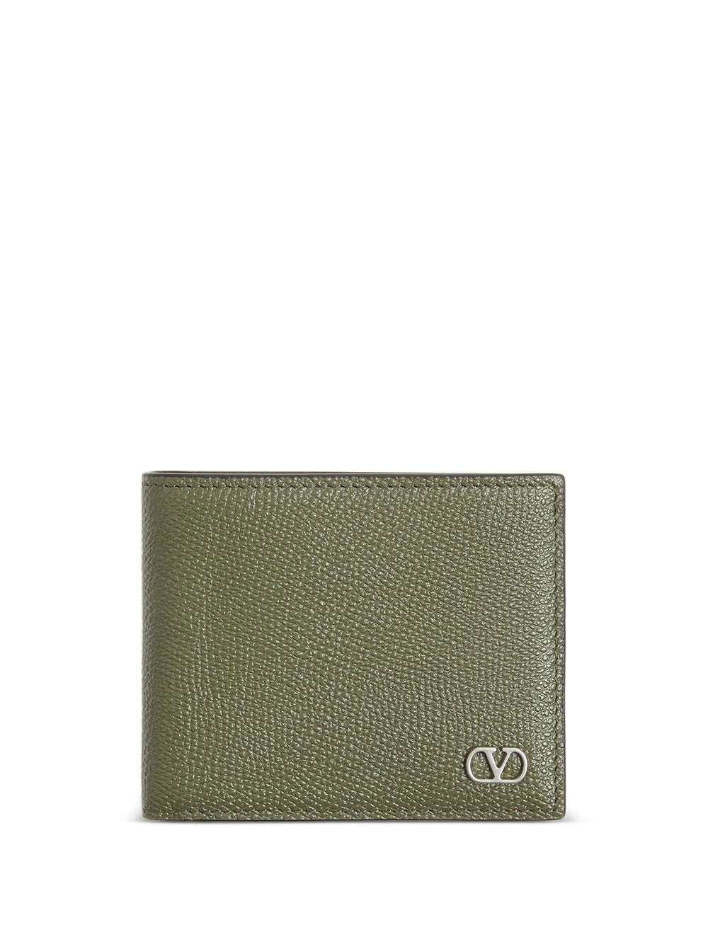 Valentino Garavani Men Vlogo Signature Grainy Calfskin Bi-Fold Wallet