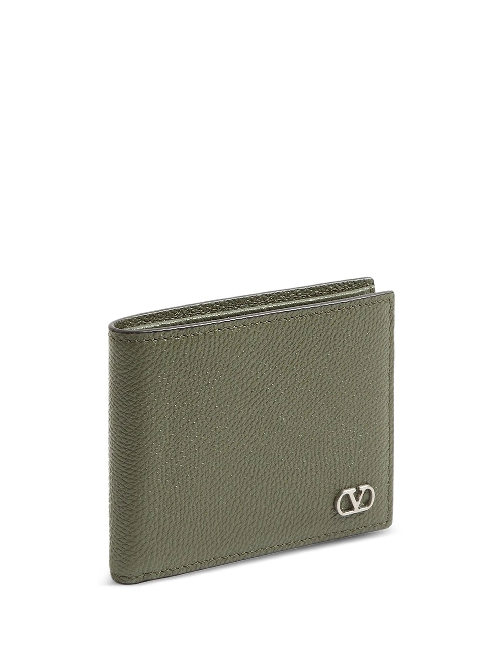 Valentino Garavani Men Vlogo Signature Grainy Calfskin Bi-Fold Wallet