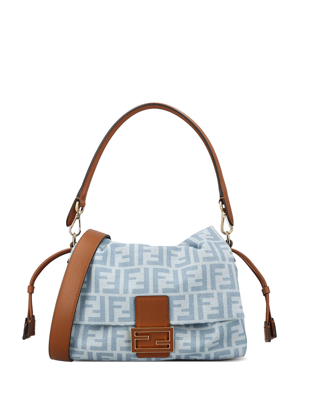 Fendi Women Mamma Baguette Medium Ff Denim Bag