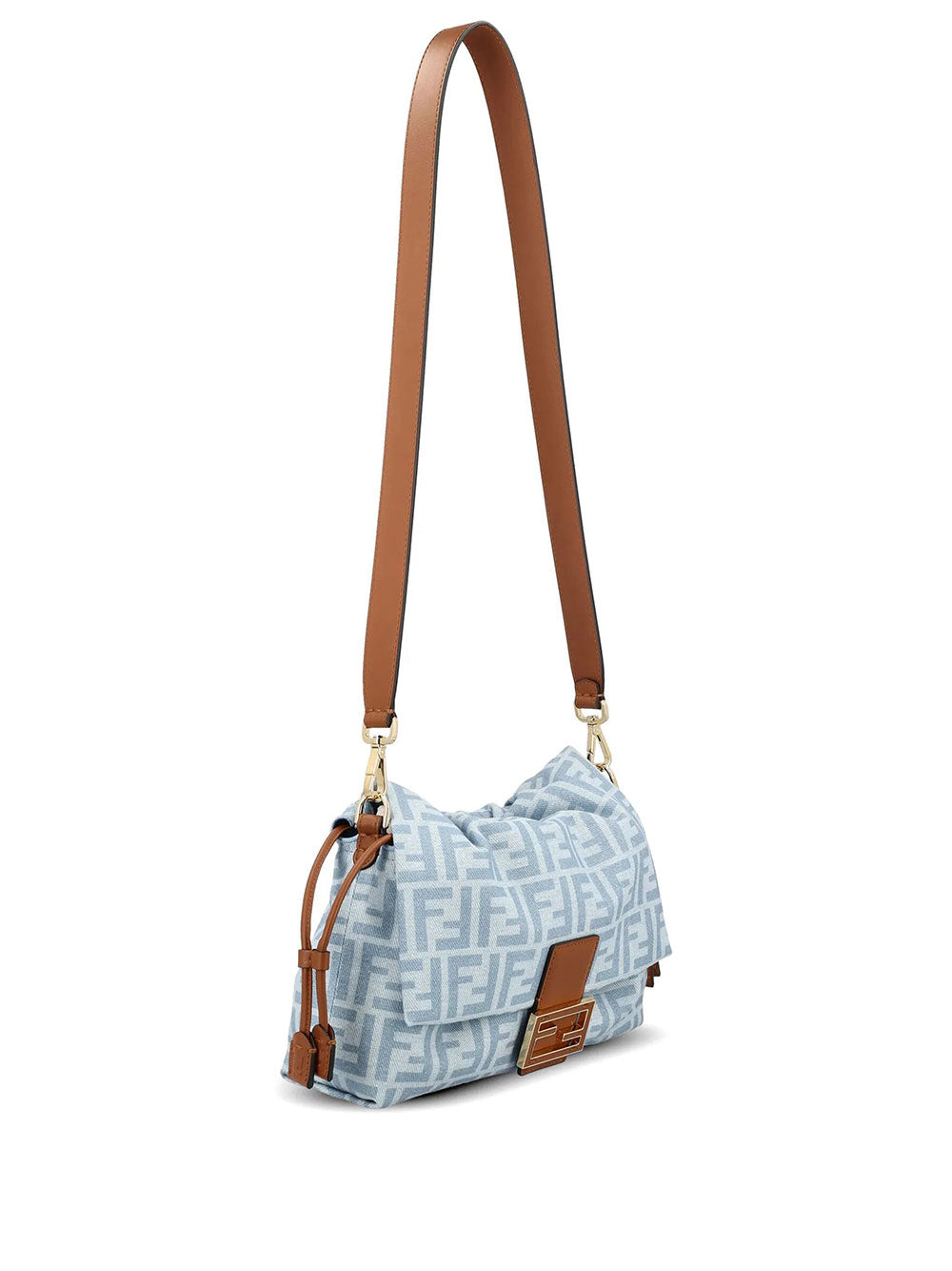 Fendi Women Mamma Baguette Medium Ff Denim Bag
