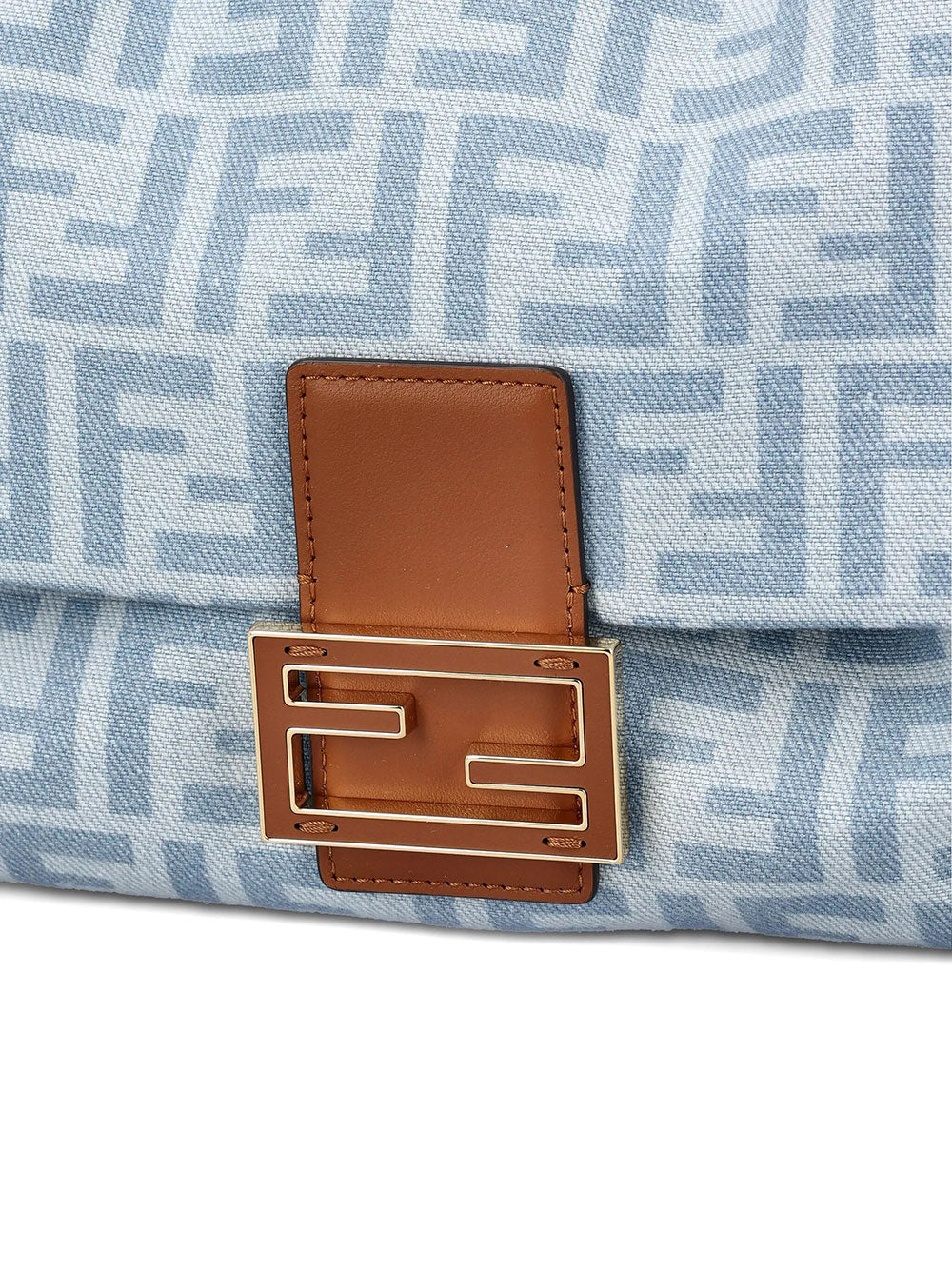 Fendi Women Mamma Baguette Medium Ff Denim Bag