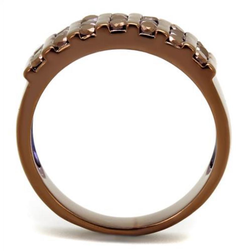 IP Coffee light Brass Ring with AAA Grade CZ in Light Coffee