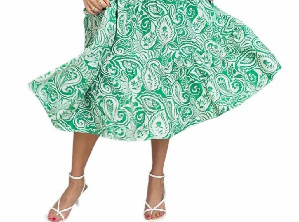 Paisley Tie Strap Dress In Verdant