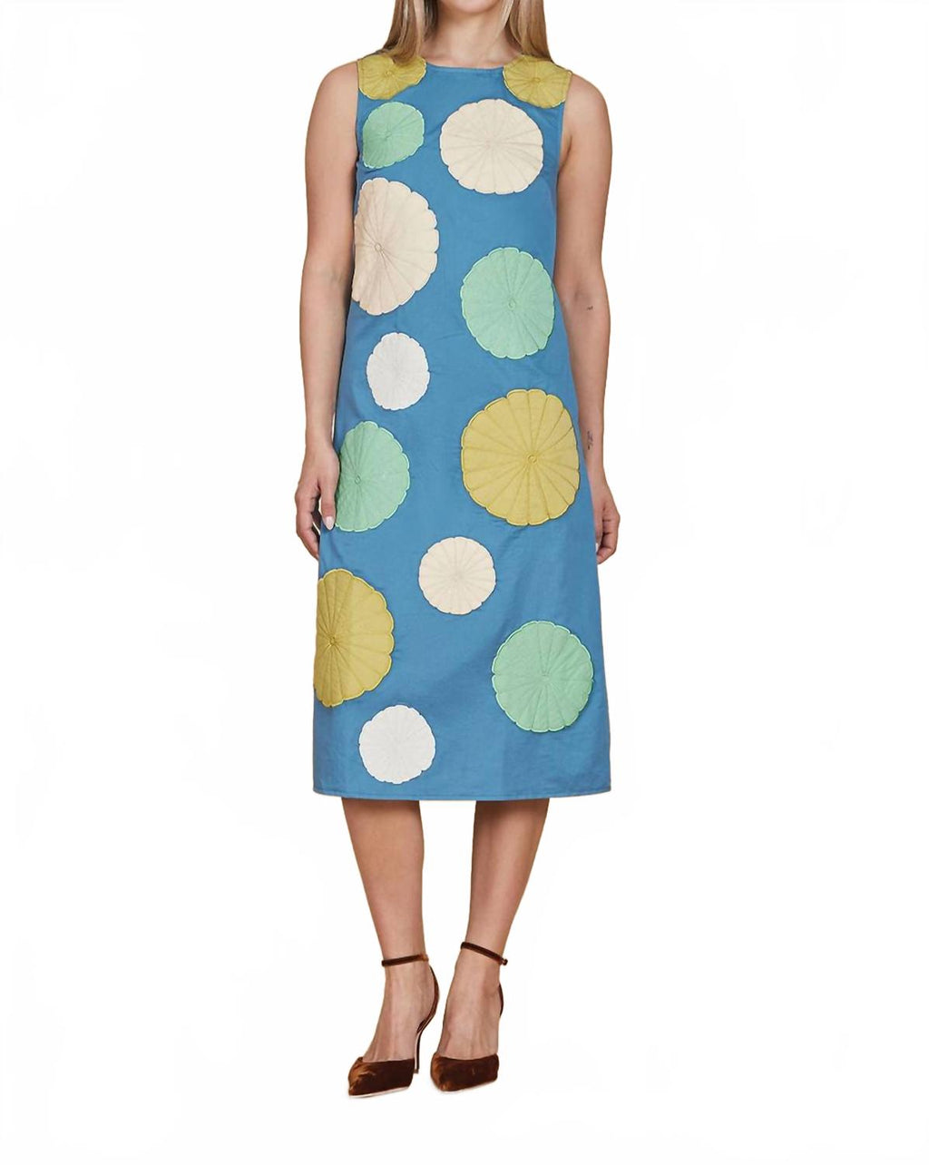 Mosaic Embroidery Waller Dress In Multi