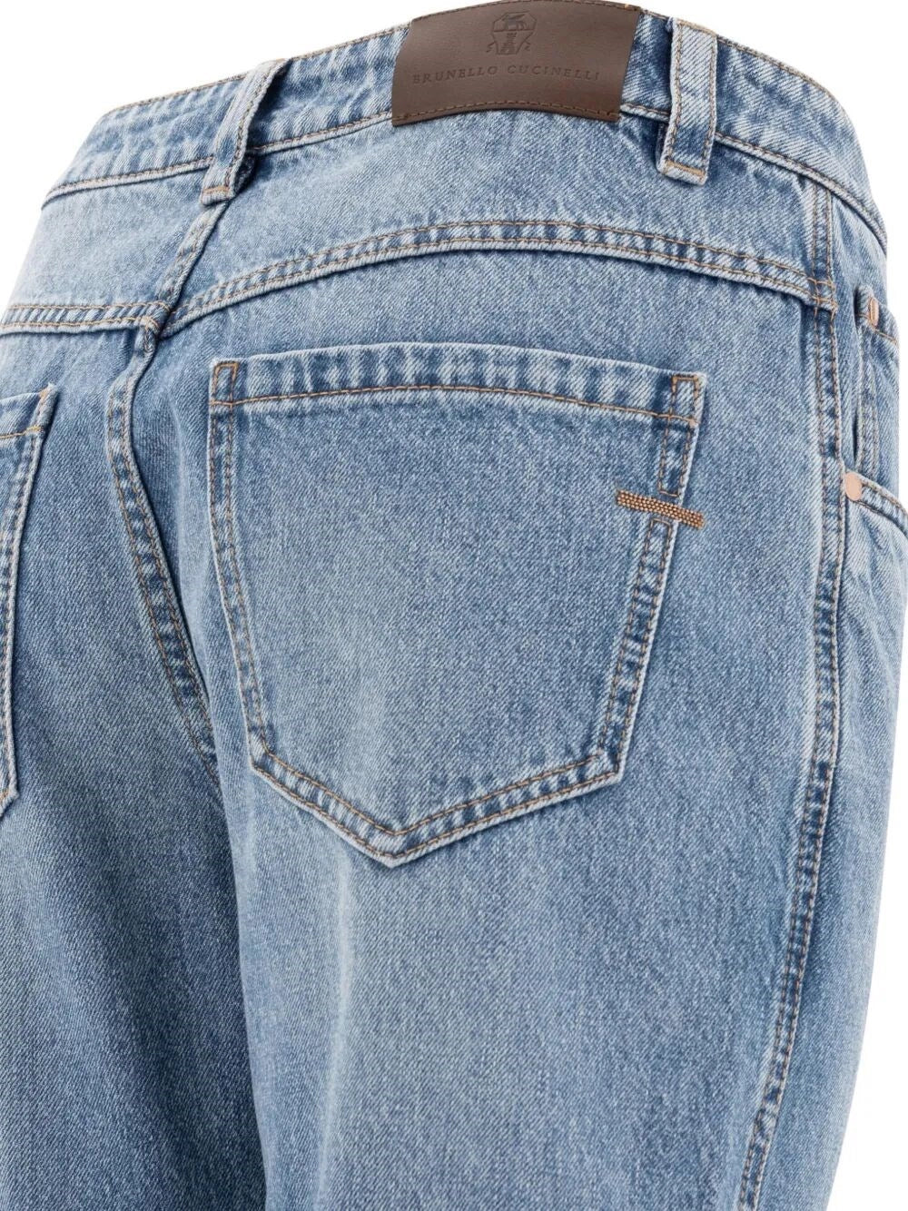 Brunello Cucinelli Women Denim Straight Pants With `Shiny` Bartack