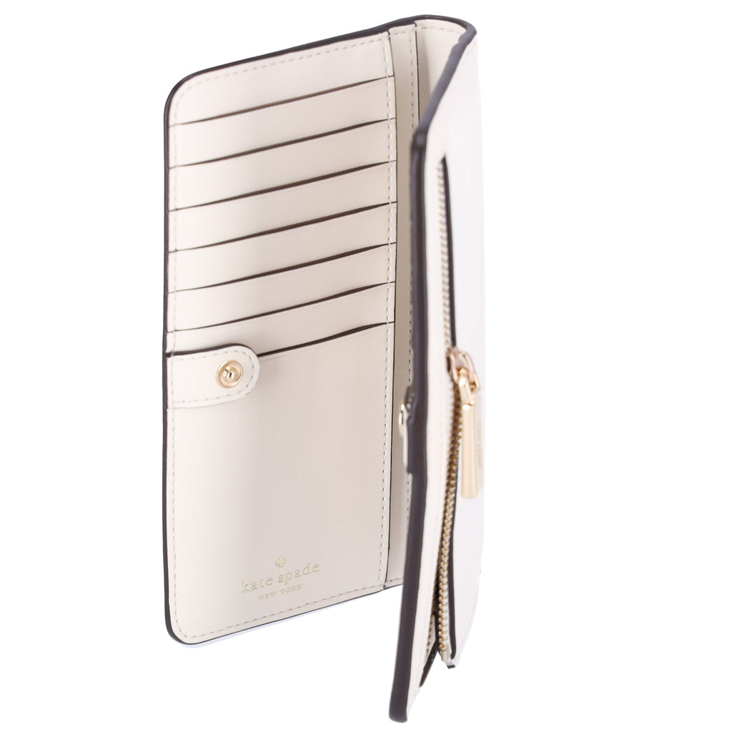 Kate Spade New York Coffee Break Large Slim Bifold Wallet Leather Cream Multi