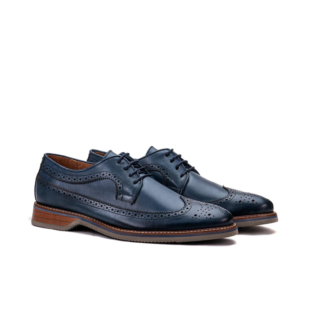Men's Brasilia Leather Derby Shoes In Blue