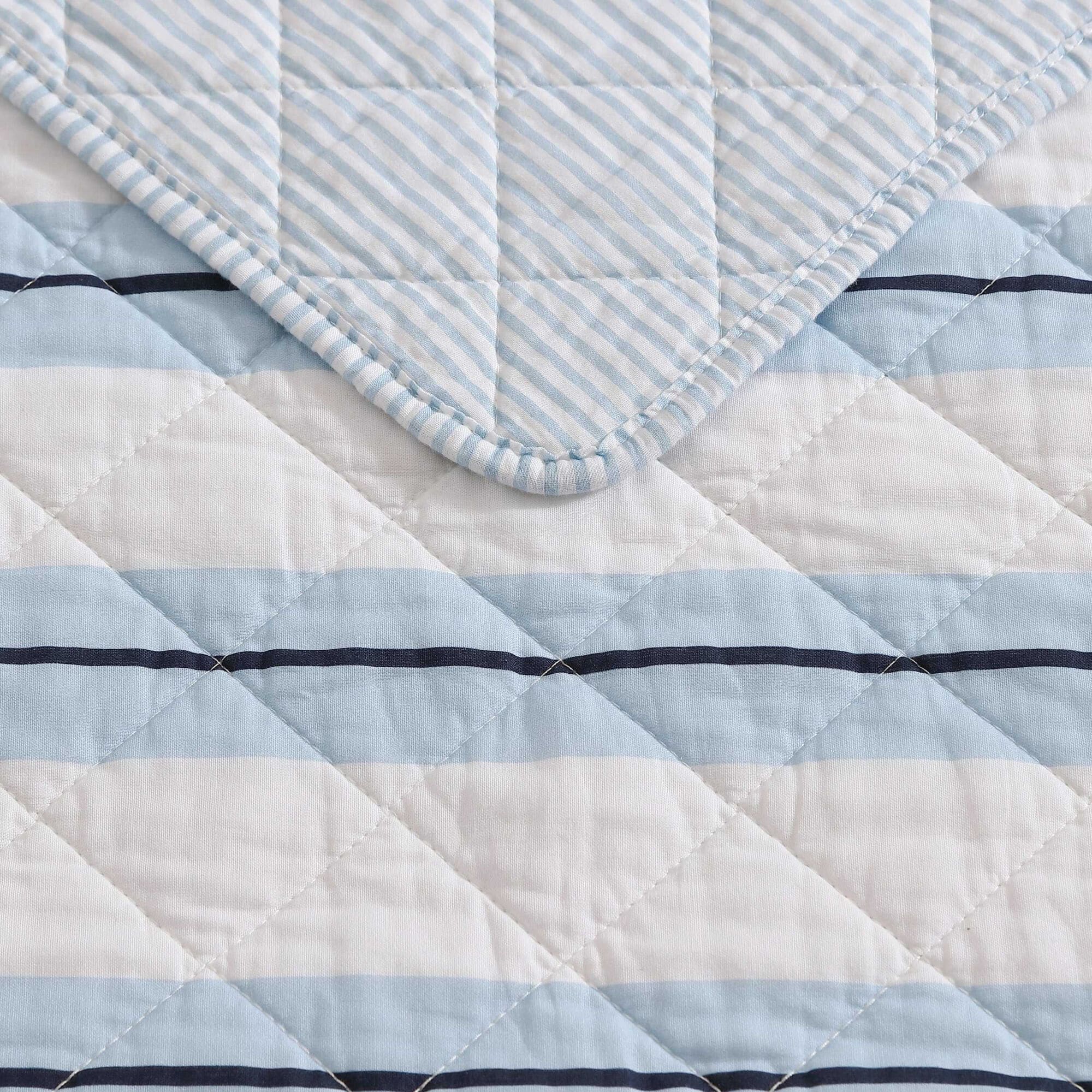Nautica Tim Stripe Blue King Quilt Set