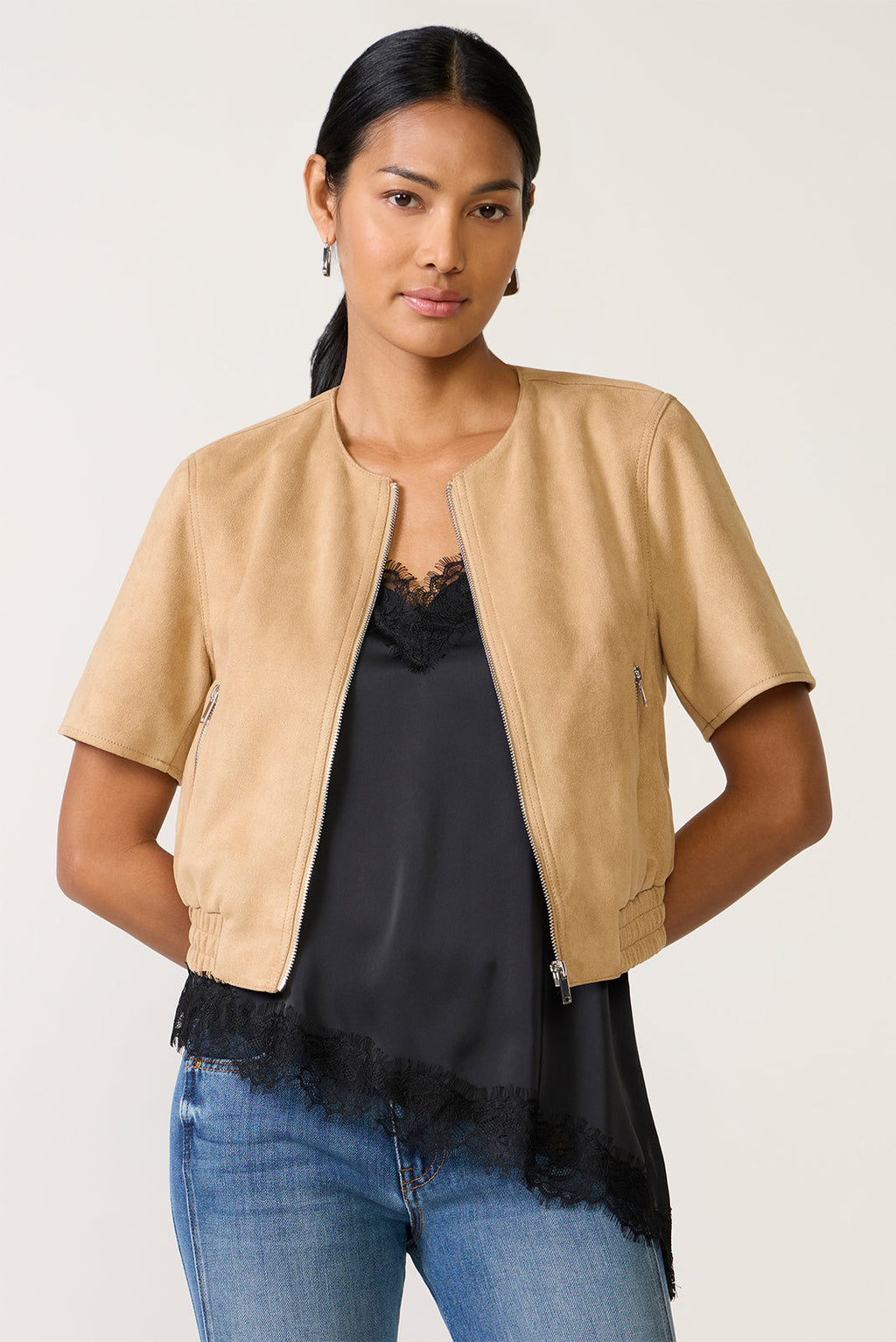 Women's Billie Faux Suede Bomber Jacket