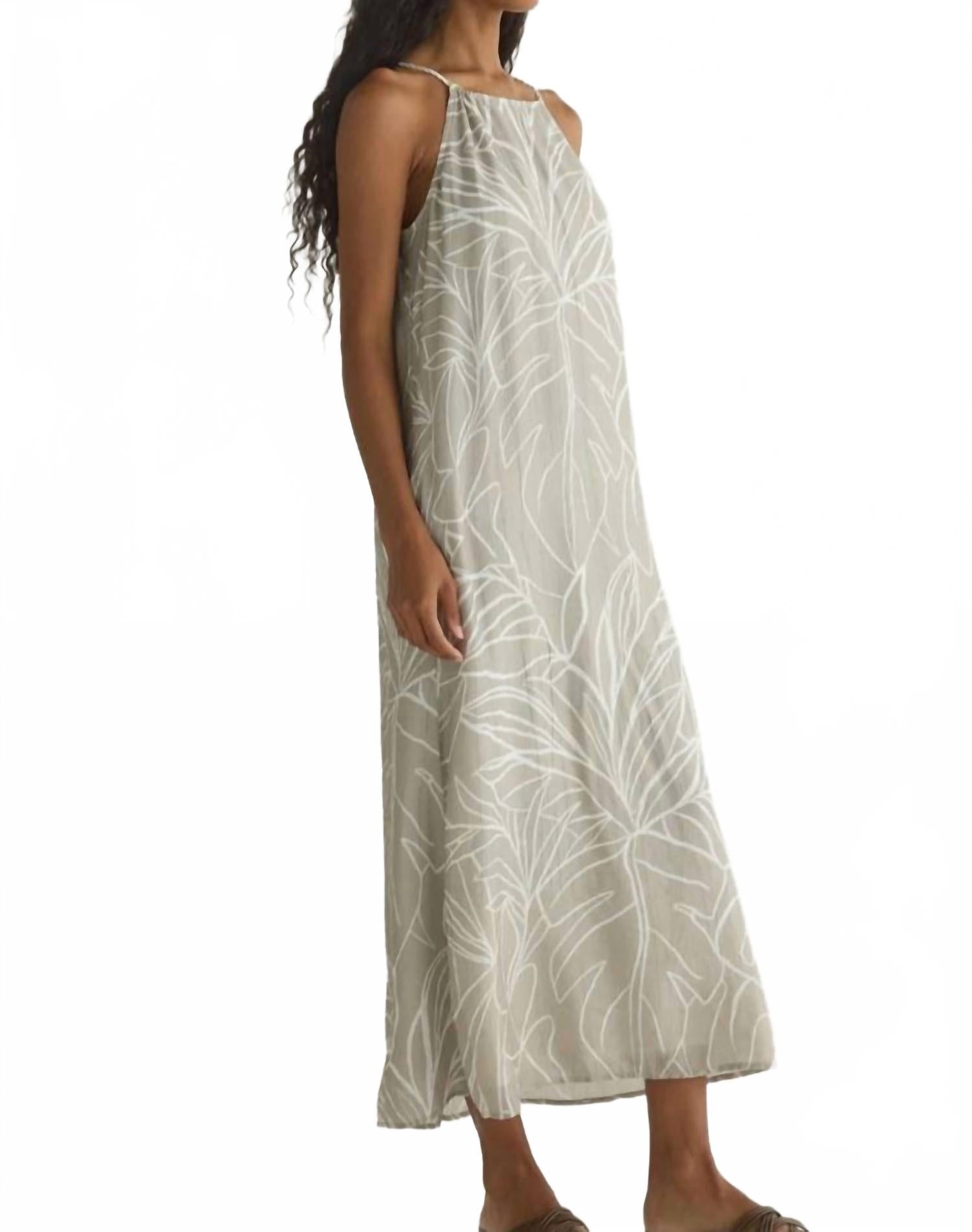 Halter Maxi Dress In Tropical Print