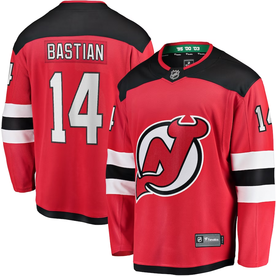 Men's New jersey Devils Nate Bastian #14 Red Player Game jersey