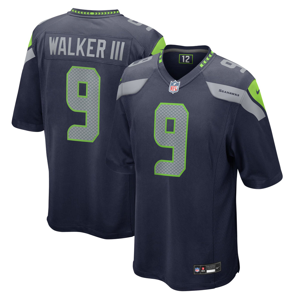 Seattle Seahawks Kenneth Walker III College Navy Team Game Jersey