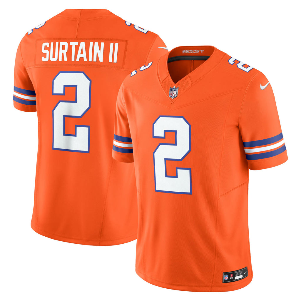 Denver Broncos Patrick Surtain II Orange Alternate Mile High Collection 1977 Throwback Vapor F.U.S.E. Limited Jersey