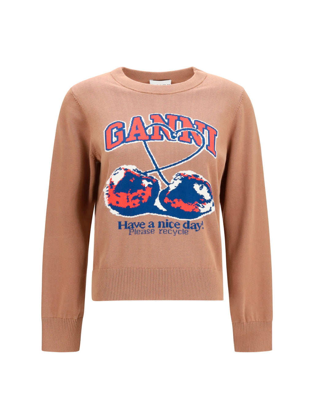 Ganni Women Cherry-Print Cotton Sweater