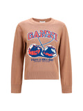 Ganni Women Cherry-Print Cotton Sweater