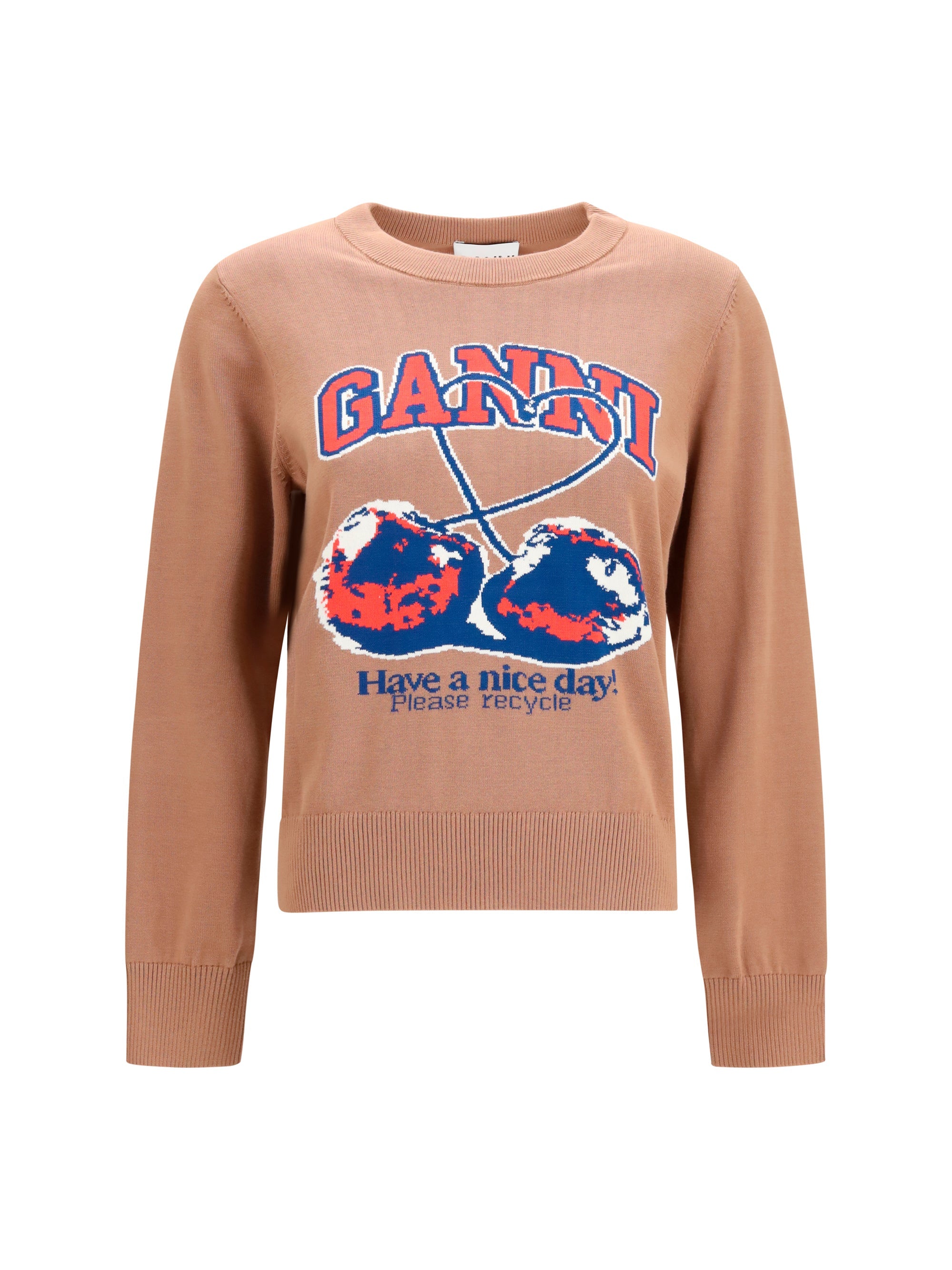 Ganni Women Cherry-Print Cotton Sweater