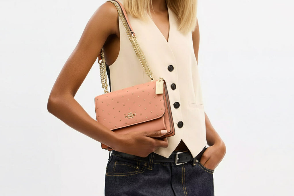NWT Coach Klare Leather Crossbody Bag With Rivets In Peach