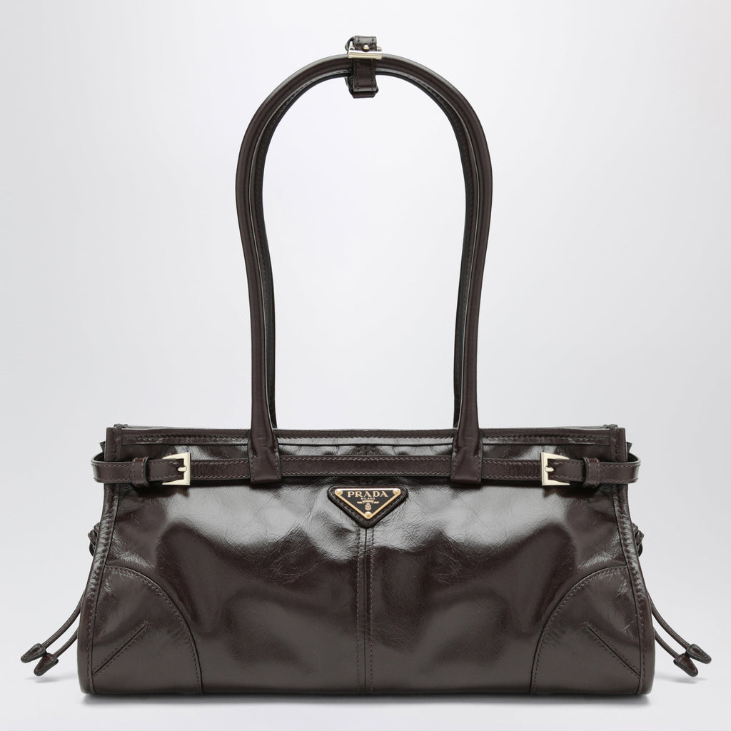 Prada Medium Prada Bonnie Handbag In Dark Brown Leather Women