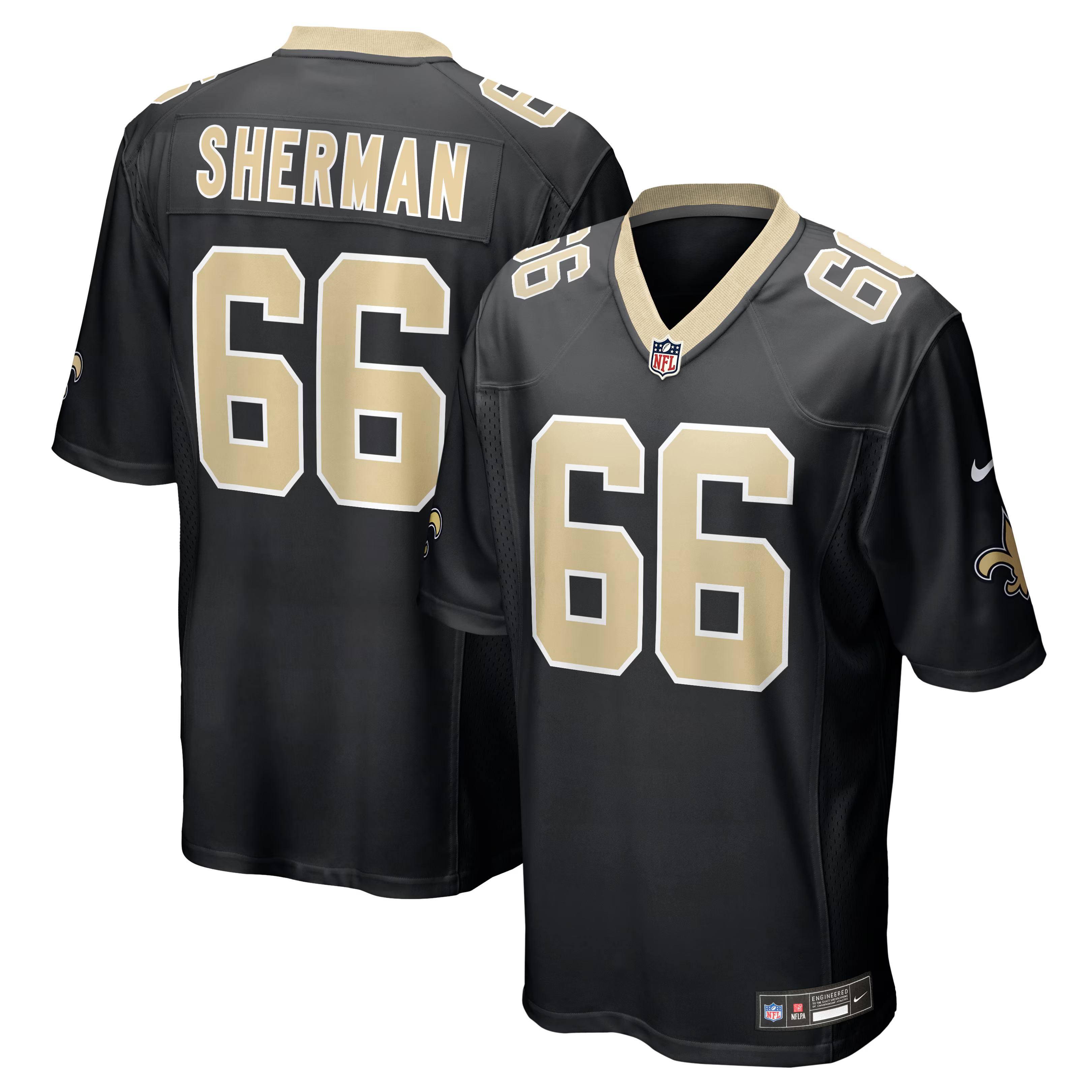 New Orleans Saints William Sherman Black Team Game Jersey