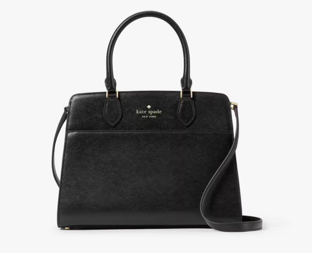 NWT Kate Spade Madison Medium Leather Satchel/Crossbody In Black