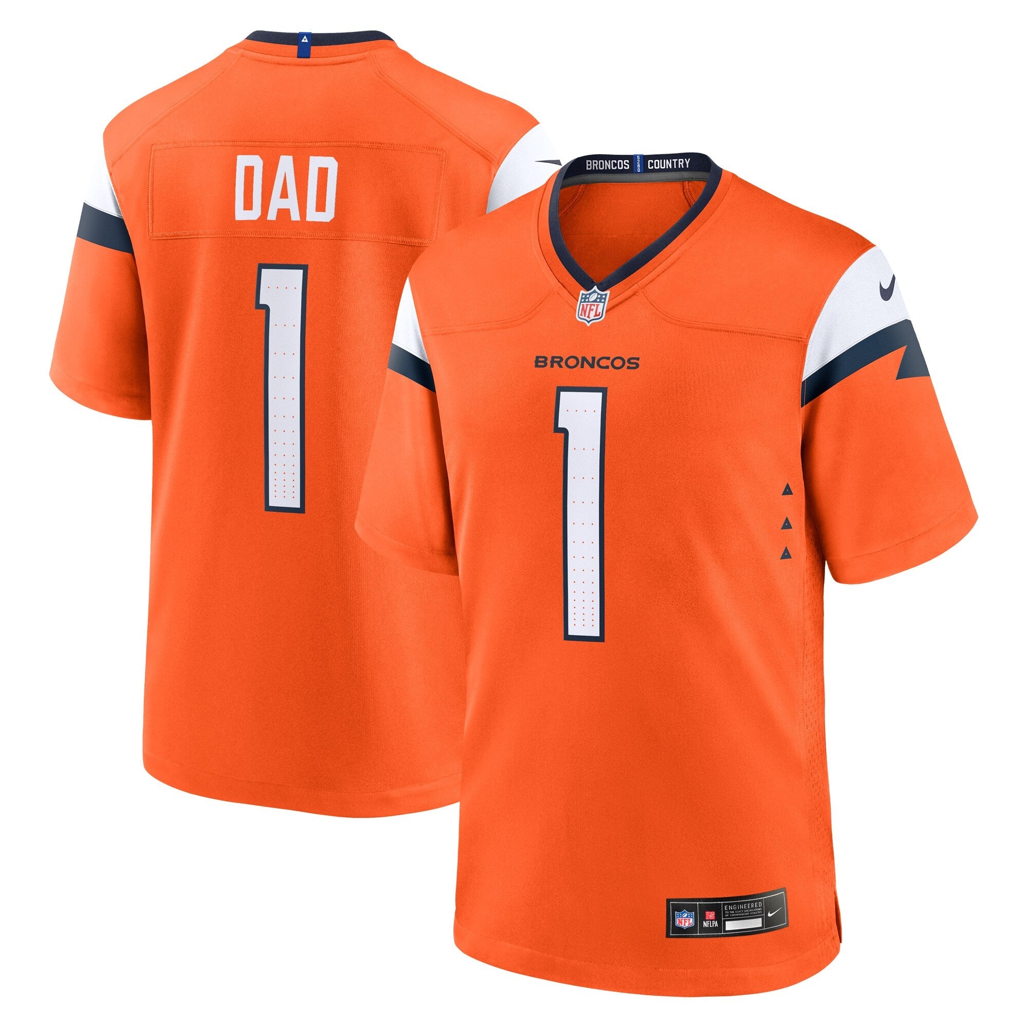 Denver Broncos Orange #1 Dad Game Jersey