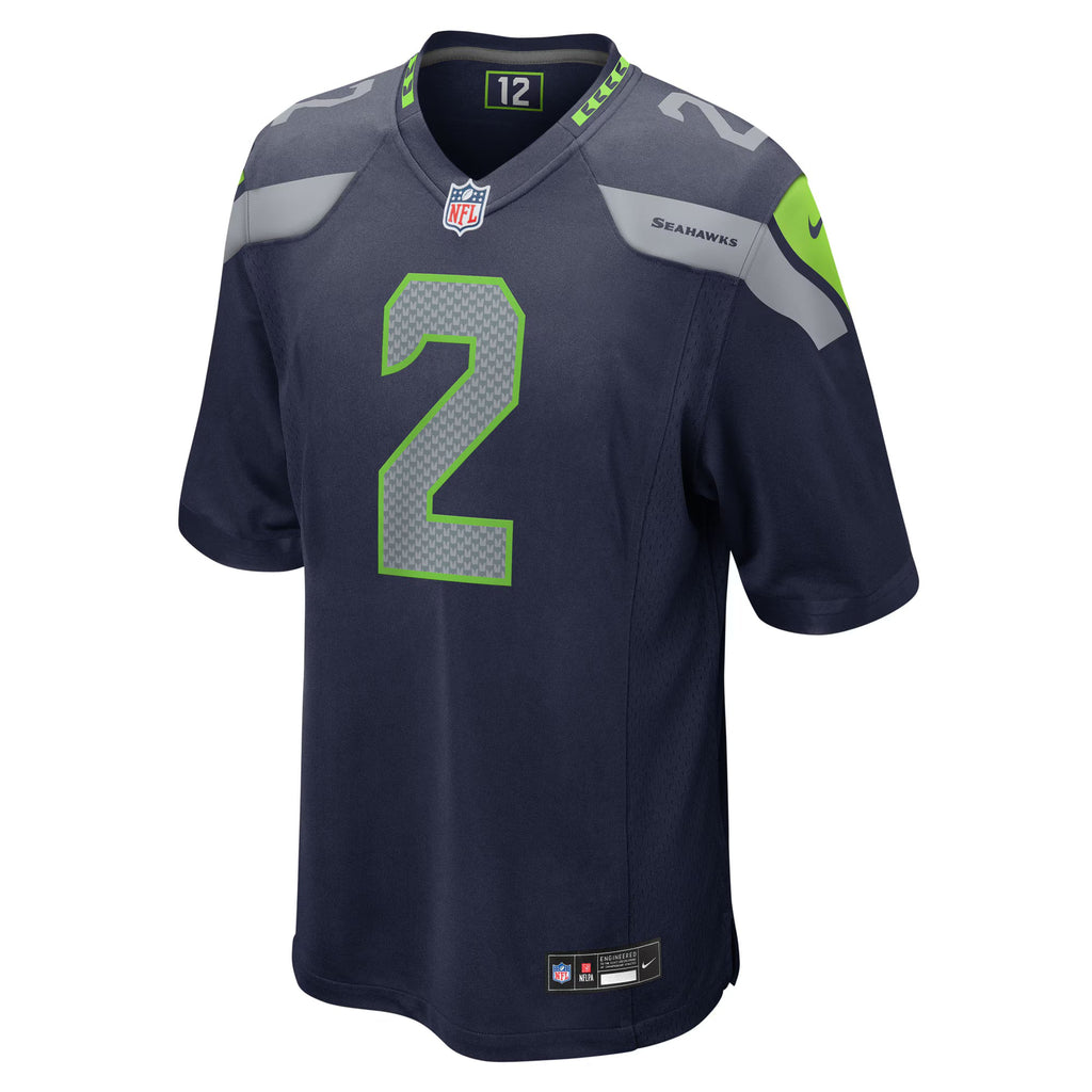 Seattle Seahawks Drew Lock College Navy Team Game Jersey