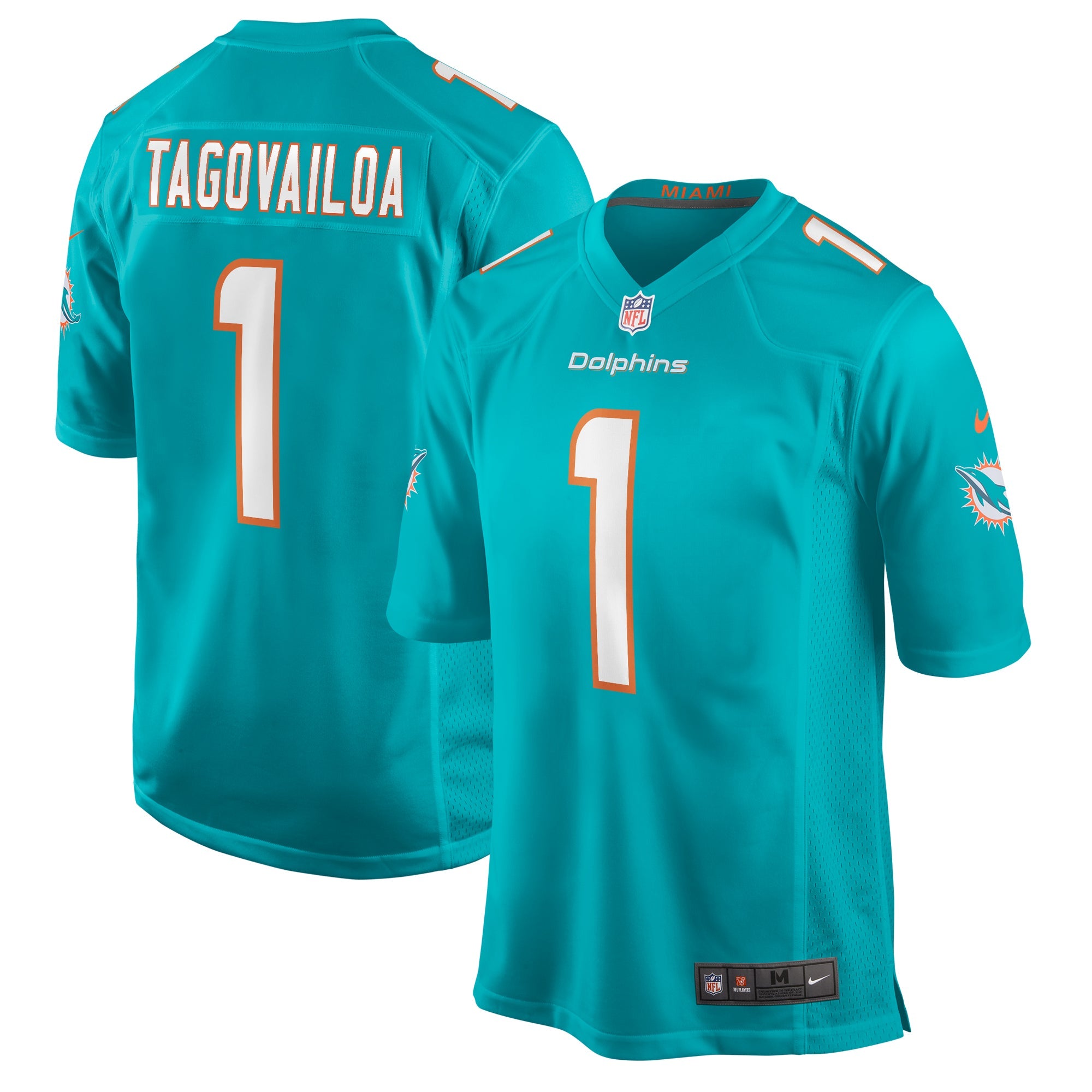 Miami Dolphins Tua Tagovailoa Aqua Player Game Jersey